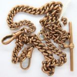 9ct gold double Albert chain, 44g. P&P Group 1 (£14+VAT for the first lot and £1+VAT for
