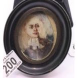 19th century oval miniature portrait on ivory of a young gentleman, 75 x 60 mm. P&P Group 1 (£14+VAT