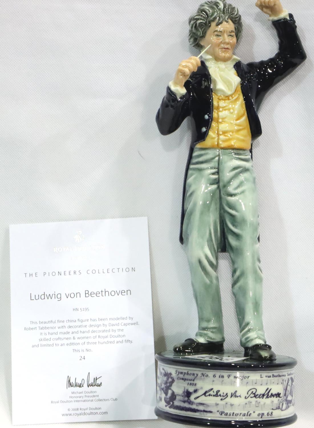 Royal Doulton limited edition boxed figurine, Ludwig Van Beethoven, 24/350, H: 30 cm, no cracks,