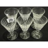 Set of six Waterford crystal knobbed stem wine glasses. Not available for in-house P&P, contact Paul