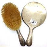 Hallmarked silver hair brush and hand mirror. P&P Group 1 (£14+VAT for the first lot and £1+VAT