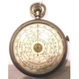 A late 19th/early 20th century pocket circular slide rule, with broad arrows and 1906 Prince Of