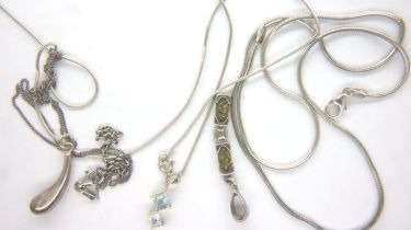 Three 925 silver pendant necklaces, 13g. P&P Group 1 (£14+VAT for the first lot and £1+VAT for