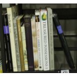 Shelf of books on antiques, silver, microscopes and fine objects. Not available for in-house P&P,