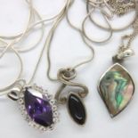 Three 925 silver stone set pendant necklaces, combined 19g. P&P Group 1 (£14+VAT for the first lot