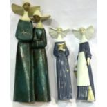 Lladro pair of nuns and two single nuns, all with damages, largest H: 35 cm. Not available for in-