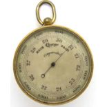 Brass pocket compensated barometer, D: 80 mm. P&P Group 1 (£14+VAT for the first lot and £1+VAT