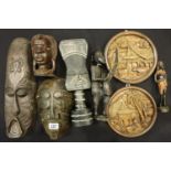Mixed African carved wooden Tribal Art (8). Not available for in-house P&P, contact Paul O'Hea at