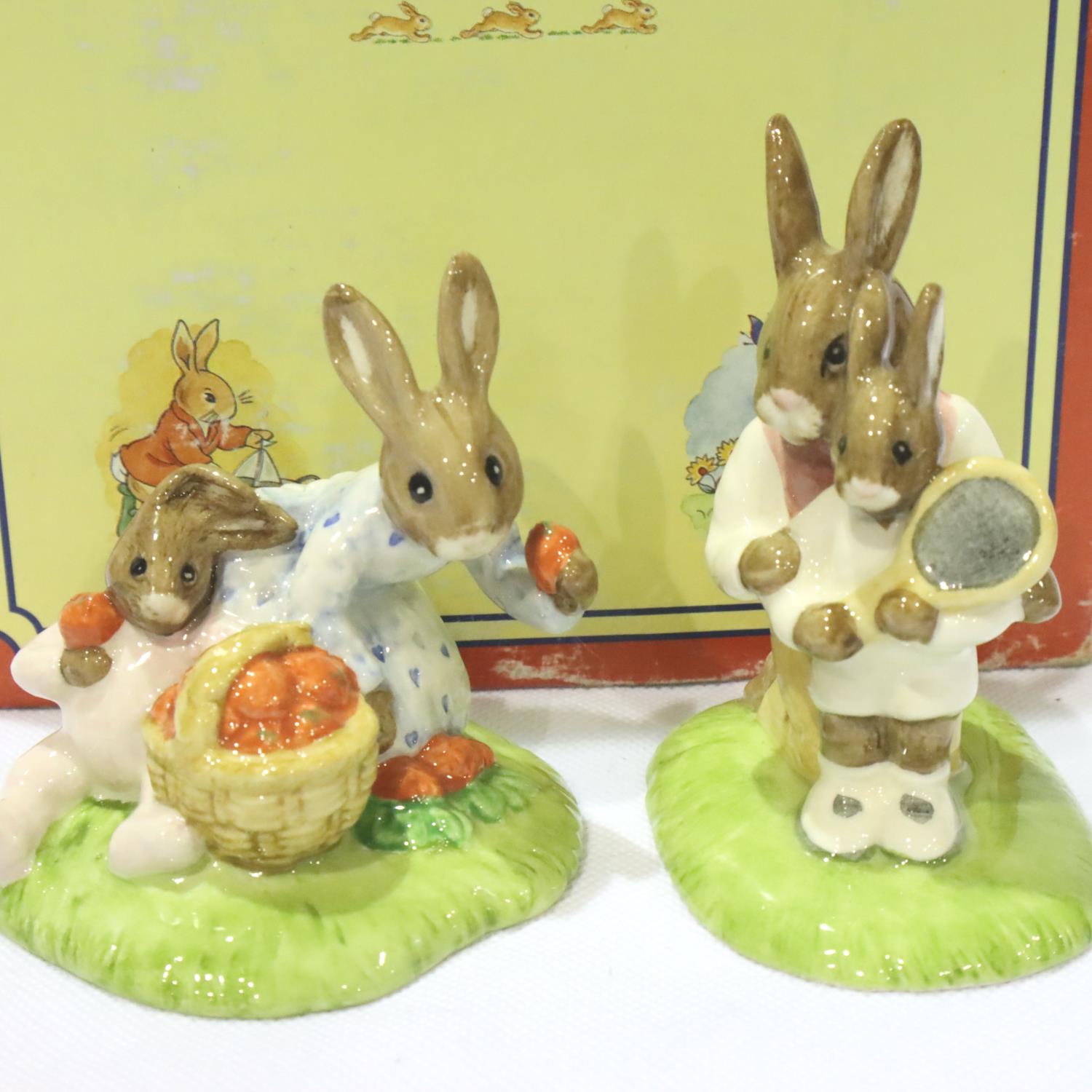 Boxed Royal Doulton Bunnykins limited edition figurine 2096/3000, Tennis and Strawberries, no crack - Image 2 of 3