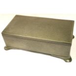 Early 20th century engine turned pewter cigarette box, L: 18 cm. P&P Group 2 (£18+VAT for the