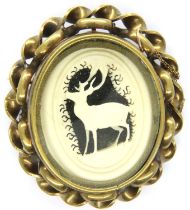 Victorian pinchbeck brooch with Stag design, H: 60 mm. P&P Group 1 (£14+VAT for the first lot and £