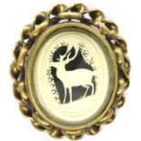 Victorian pinchbeck brooch with Stag design, H: 60 mm. P&P Group 1 (£14+VAT for the first lot and £