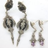 Two pairs of 925 silver earrings, largest drop 70 mm, backs present. P&P Group 1 (£14+VAT for the
