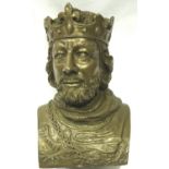 Cast bronze bust of Richard the Lionheart signed Dumorton, Marcus Designs 1975, H: 19 cm. P&P