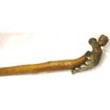 Walking stick with brass angel handle. Not available for in-house P&P, contact Paul O'Hea at