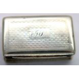 Georgian sterling silver vinaigrette with hand engraved leaf decoration, gilt lined and hinged