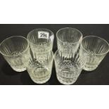 Set of six Waterford crystal whiskey glasses. Not available for in-house P&P, contact Paul O'Hea