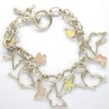 925 silver charm bracelet, L: 19 cm, 11g. P&P Group 1 (£14+VAT for the first lot and £1+VAT for