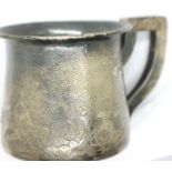 Chinese white metal drinking vessel with chased design to interior and exterior, mark to base, H: 60