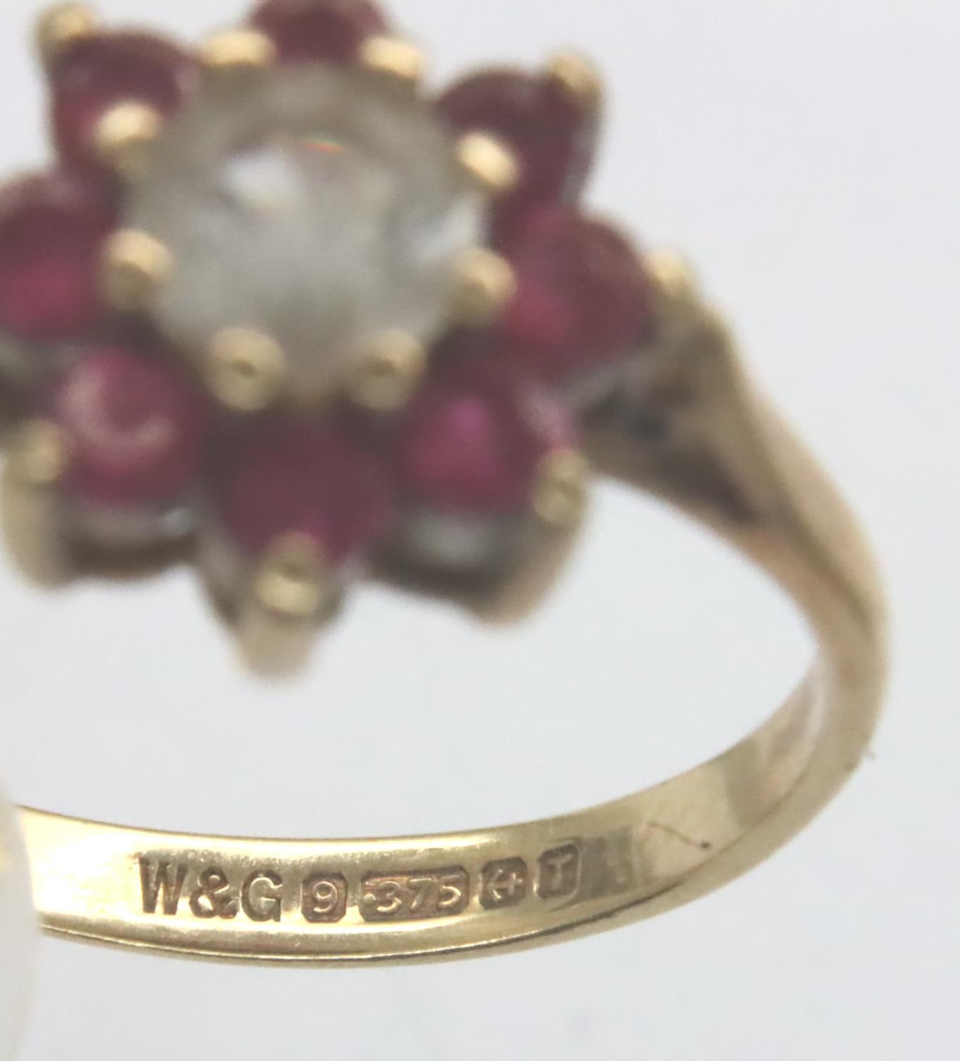 9ct gold topaz and ruby ring, size K/L, 1.8g. P&P Group 1 (£14+VAT for the first lot and £1+VAT - Image 3 of 3