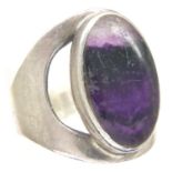 925 silver Blue John stone set ring, size O. P&P Group 1 (£14+VAT for the first lot and £1+VAT for