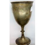 Hallmarked silver presentation cup possibly Hare or Greyhound related, H: 20 cm, 223g. P&P Group