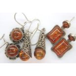 Baltic amber and silver earrings (3). P&P Group 1 (£14+VAT for the first lot and £1+VAT for