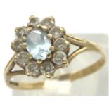9ct gold topaz daisy ring, size N/O, 1.8g. P&P Group 1 (£14+VAT for the first lot and £1+VAT for