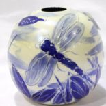 Anita Harris Dragonfly vase, signed in gold, H: 10 cm. No cracks, chips or visible restoration. P&