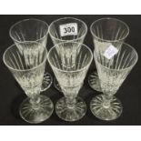 Set of six Waterford crystal knobbed stem wine glasses. Not available for in-house P&P, contact Paul
