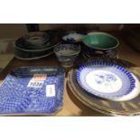 Quantity of Oriental ceramics to include plates and cups various patterns etc. Not available for