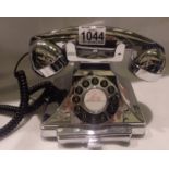 Silver, GPO Carrington, push button telephone in 1920s styling with pull-out pad tray compatible