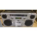 Silver, GPO Brooklyn large 1980s-Style Boombox - CD, cassette, DAB+ & FM Radio, USB,