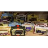Shelf of boxed die cast model vehicles. Not available for in-house P&P, contact Paul O'Hea at