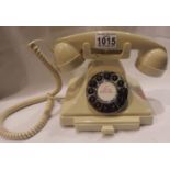 Ivory, GPO Carrington, push button telephone in 1920s styling with pull-out pad tray; compatible