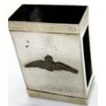 WWI Royal Flying Corps Officers mess desk top match holder. P&P Group 1 (£14+VAT for the first lot