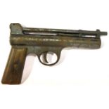 Webley and Scott air pistol mark 1 numbered 1192, barrel exterior rusted but appears only