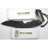 Three new old stock folding hunting knives, black. P&P Group 2 (£18+VAT for the first lot and £3+VAT