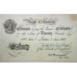 Bank of England white Peppiatt twenty pound note, Operation Bernhard forgery note, circa 1942,