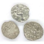 100 BC three Pritani Celtic silver units to include Geometric, Eppaticus and Iceni types. P&P