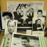 Case containing ephemera and photographs with signatures (some pen signed) of 1950s celebrities. P&P