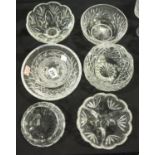 Six Waterford crystal centre bowls and a comport. Not available for in-house P&P, contact Paul O'Hea