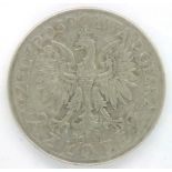 1934 silver Polish two zlote. P&P Group 1 (£14+VAT for the first lot and £1+VAT for subsequent lots)
