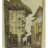 Attributed to Alice Hogarth-Nicholson (19th century), watercolour, Italian figural street scene,