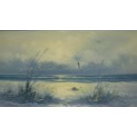 C Hunt; (20th century); large oil on canvas of seascape with gulls, signed lower left of the