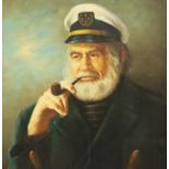 Large 20th oil on board, portrait of a sea captain, 60 x 90 cm. Not available for in-house P&P,