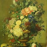 Anton Weiss (German, 1801-1851); oleograph print on canvas, still life with flowers, 55 x 70 cm. Not