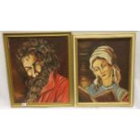 H Victor; (20th century); two oils on canvas, portrait of bearded man and a woman, each signed and