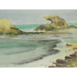20th century watercolour, unattributed, Cretan Sea, 30 x 22 cm. Not available for in-house P&P,