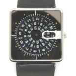 Jialilei; gents unusual stainless steel wristwatch with a circular numeric display, working at